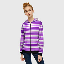Толстовка на молнии женская Фиолетовые полосы, цвет: 3D-черный — фото 2