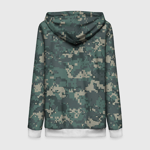 Женская толстовка на молнии Зелено-серый камуфляжный фон / 3D-Белый – фото 2