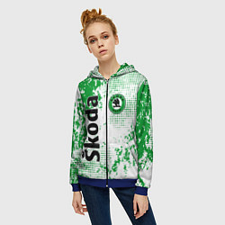 Толстовка на молнии женская Skoda auto logo, цвет: 3D-синий — фото 2