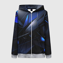 Женская толстовка на молнии Blue black background