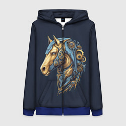 Толстовка на молнии женская Механический конь, цвет: 3D-синий
