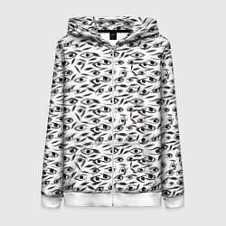 Женская толстовка на молнии Море глаз на белом фоне