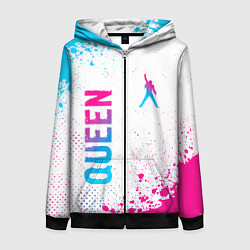 Женская толстовка на молнии Queen neon gradient style: надпись, символ