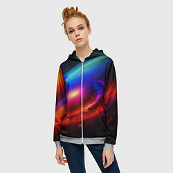 Толстовка на молнии женская Неоновая галактика, цвет: 3D-меланж — фото 2
