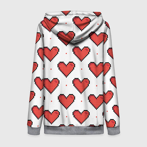 Женская толстовка на молнии Pixel heart / 3D-Меланж – фото 2