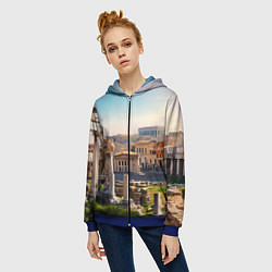 Толстовка на молнии женская Руины Рима, цвет: 3D-синий — фото 2