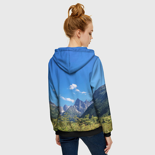 Женская толстовка на молнии Перечень гор России / 3D-Черный – фото 4