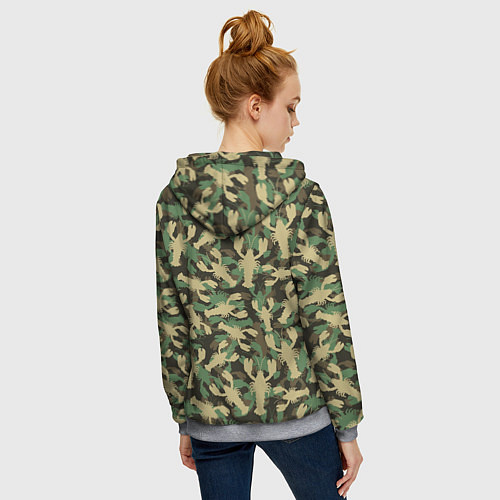 Женская толстовка на молнии Камуфляж из раков / 3D-Меланж – фото 4