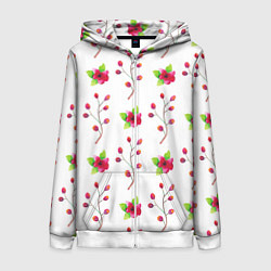 Женская толстовка на молнии Red flowers