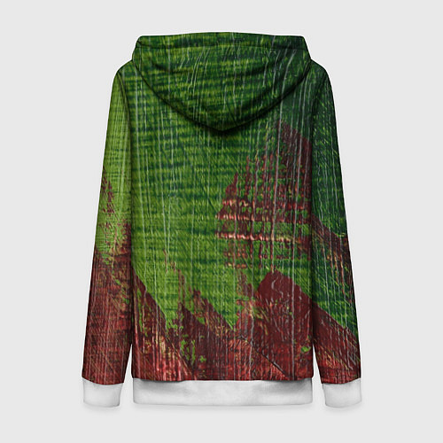 Женская толстовка на молнии Зелёная и бордовая текстура / 3D-Белый – фото 2