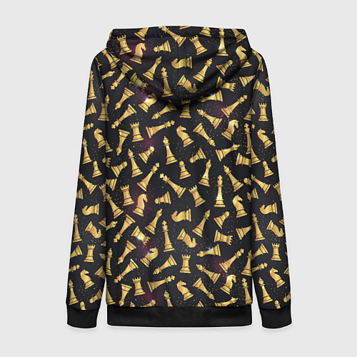 Женская толстовка на молнии Шахматы в космосе / 3D-Черный – фото 2