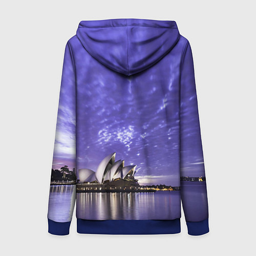 Женская толстовка на молнии Сидней в фиолетовом в закате / 3D-Синий – фото 2
