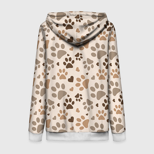 Женская толстовка на молнии Следы питомцев / 3D-Белый – фото 2