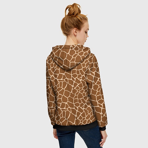Женская толстовка на молнии Пятнистая шкура жирафа / 3D-Черный – фото 4