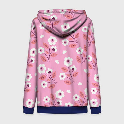 Женская толстовка на молнии Flowers on pink / 3D-Синий – фото 2