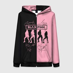 Толстовка на молнии женская Blackpink силуэт девушек, цвет: 3D-черный