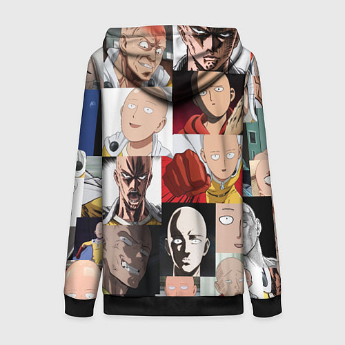 Женская толстовка на молнии Saitama - many faces / 3D-Черный – фото 2