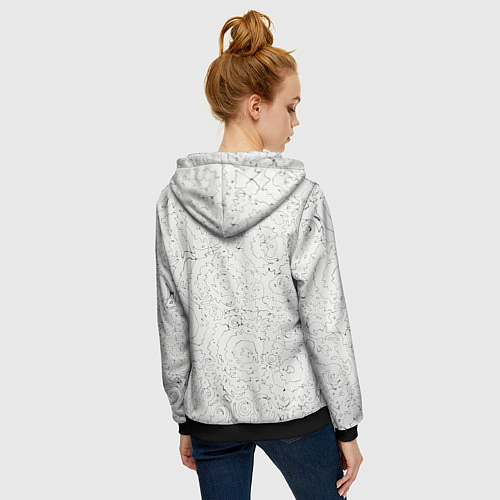 Женская толстовка на молнии Хаотичная черно-белая рябь - узор Хуф и Ся / 3D-Черный – фото 4