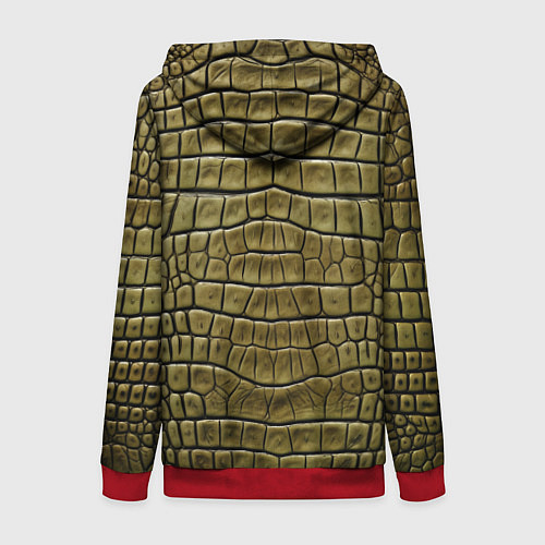 Женская толстовка на молнии Текстура кожи крокодила / 3D-Красный – фото 2