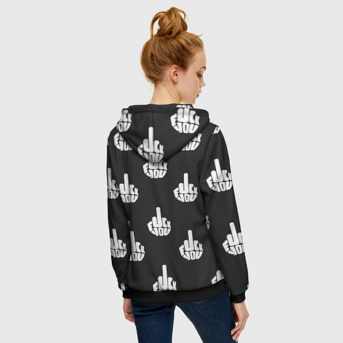 Женская толстовка на молнии С факами на английском - паттерн / 3D-Черный – фото 4