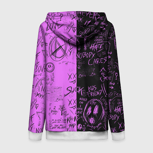 Женская толстовка на молнии Dead inside purple black / 3D-Белый – фото 2