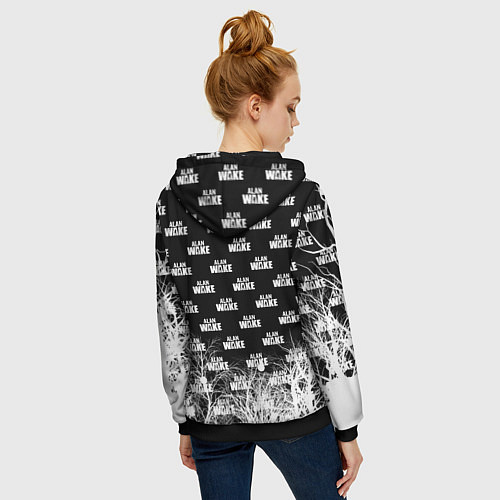 Женская толстовка на молнии Алан Вейк узор / 3D-Черный – фото 4
