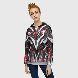 Толстовка на молнии женская Неоновая кибер броня красная, цвет: 3D-меланж — фото 2