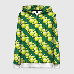 Толстовка на молнии женская Большой теннис - мячики, цвет: 3D-белый