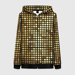 Толстовка на молнии женская Золотая мозаика, поверхность диско шара, цвет: 3D-черный