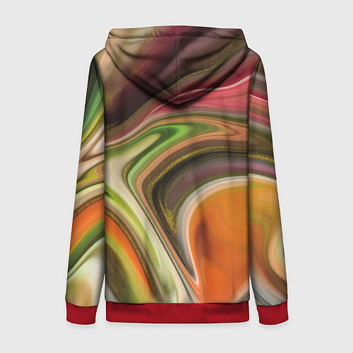 Женская толстовка на молнии Waves colors / 3D-Красный – фото 2