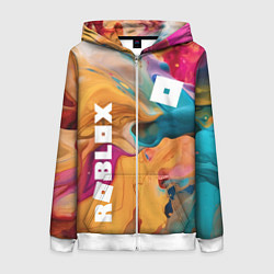 Толстовка на молнии женская Roblox Logo Color, цвет: 3D-белый