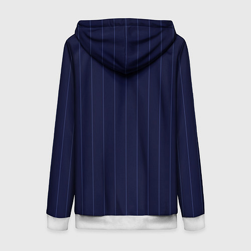 Женская толстовка на молнии Серьезный тёмно-синий полосы / 3D-Белый – фото 2
