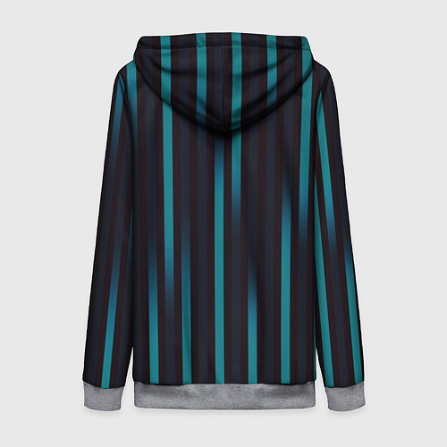 Женская толстовка на молнии Полосы градиент бирюзовый / 3D-Меланж – фото 2