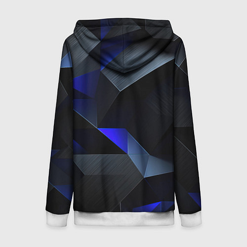 Женская толстовка на молнии Black blue abstract / 3D-Белый – фото 2