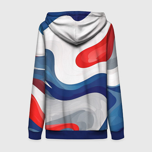 Женская толстовка на молнии Абстракция в цветах флага России / 3D-Синий – фото 2