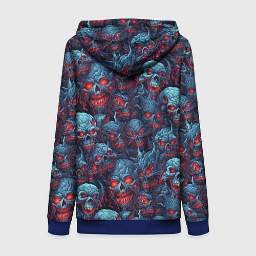 Женская толстовка на молнии Monster skulls pattern / 3D-Синий – фото 2
