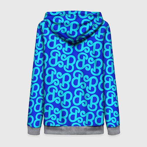 Женская толстовка на молнии Логотип Барби - синий паттерн / 3D-Меланж – фото 2