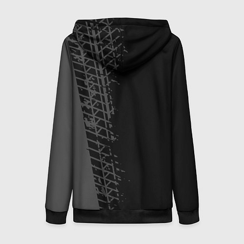 Женская толстовка на молнии Mazda speed на темном фоне со следами шин: по-верт / 3D-Черный – фото 2