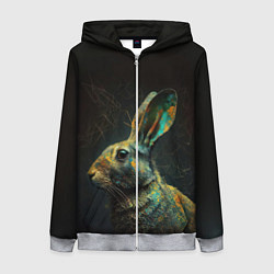 Толстовка на молнии женская Магический кролик, цвет: 3D-меланж