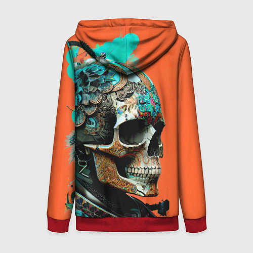 Женская толстовка на молнии Art skull - irezumi - Japan / 3D-Красный – фото 2