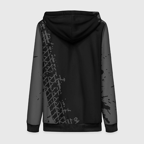 Женская толстовка на молнии Daewoo speed на темном фоне со следами шин: по-вер / 3D-Черный – фото 2