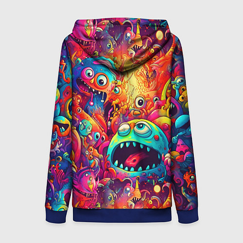 Женская толстовка на молнии Кислотные чудики / 3D-Синий – фото 2