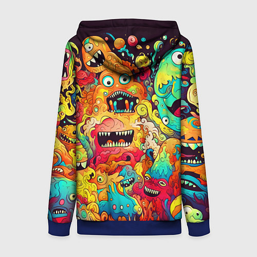 Женская толстовка на молнии Зубастые галлюцинации / 3D-Синий – фото 2