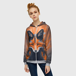 Толстовка на молнии женская Нарисованная огненная лиса, цвет: 3D-меланж — фото 2