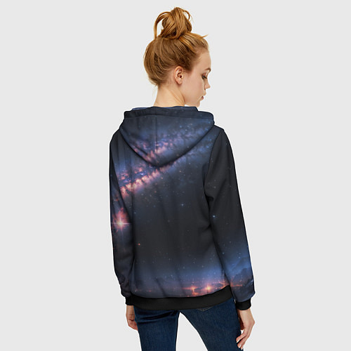 Женская толстовка на молнии Млечный путь в звездном небе / 3D-Черный – фото 4