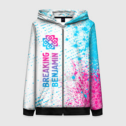 Толстовка на молнии женская Breaking Benjamin neon gradient style: по-вертикал, цвет: 3D-черный