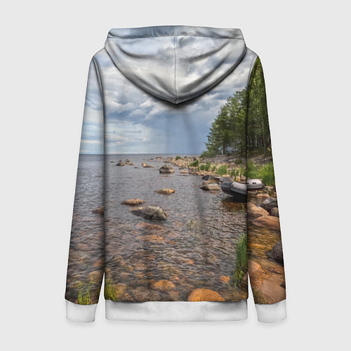 Женская толстовка на молнии Название озер России / 3D-Белый – фото 2
