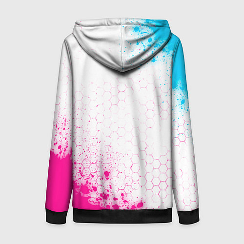 Женская толстовка на молнии Sally Face neon gradient style: надпись, символ / 3D-Черный – фото 2