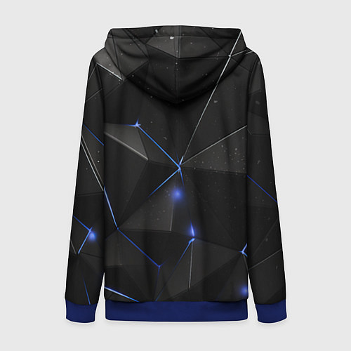 Женская толстовка на молнии Black geometry texture / 3D-Синий – фото 2