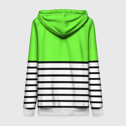Женская толстовка на молнии Полосатый ярко-салатовый / 3D-Белый – фото 2